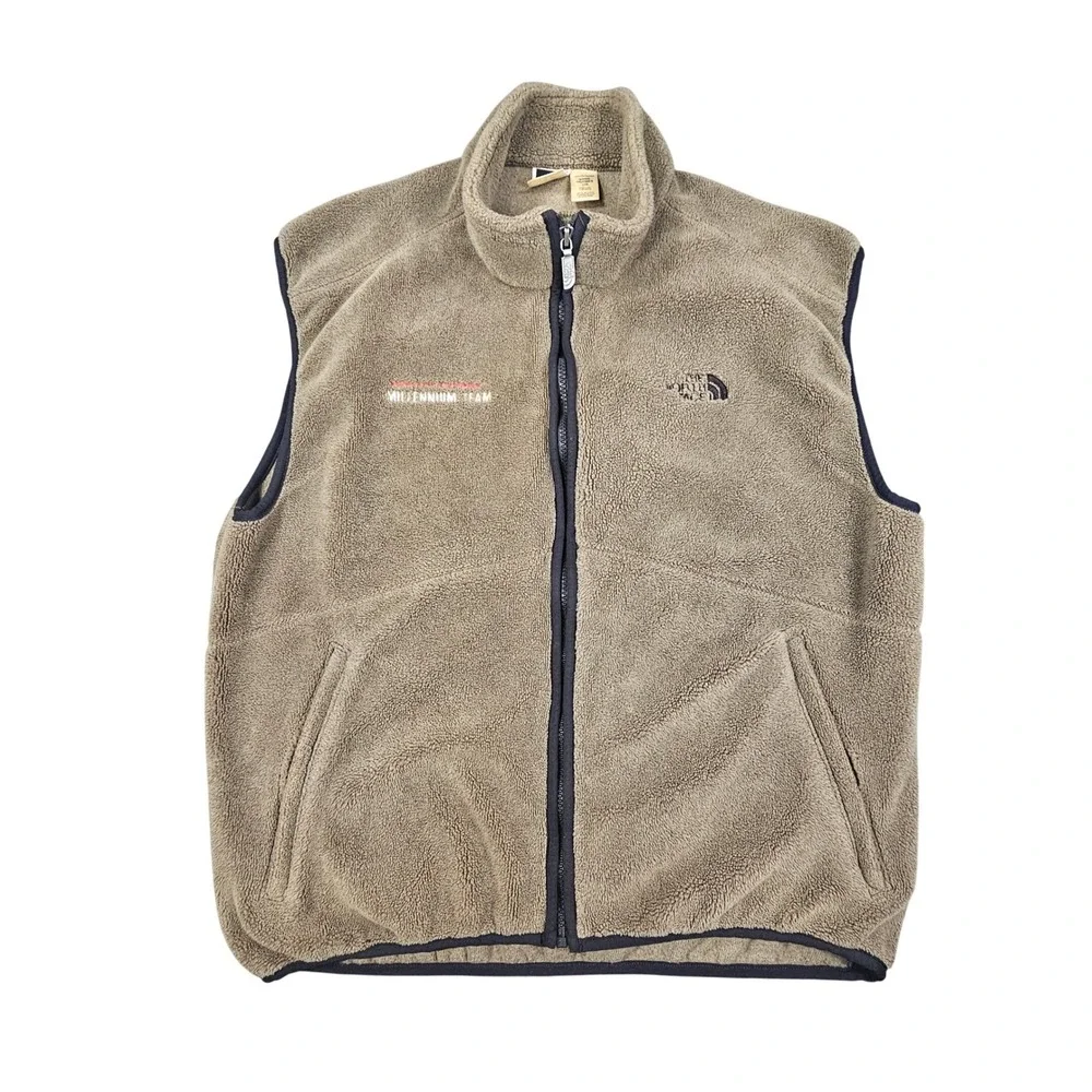 Vtg The North Face Millennium Team Mens L Polartec Fleece Vest Brown Made in USA